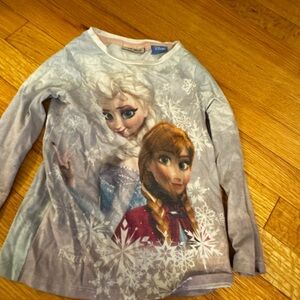 Disney Frozen Kids Long Sleeve Pajama Tee - Gray and White